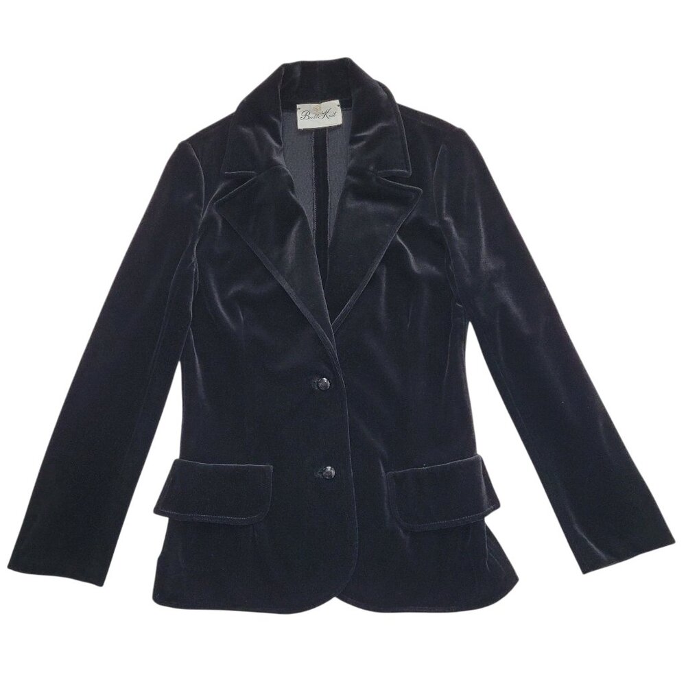 Butte Knit Vintage Black Velvet Blazer Jacket Womens 80s Retro Old Money - Picture 3 of 10